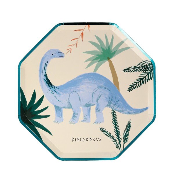 Хартиени чинийки за еднократна употреба в комплект 8 бр. Dinosaur Kingdom – Meri Meri-image-1