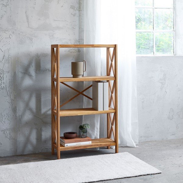 Стелаж от масивен дъб в естествен цвят 70x124 cm X-Shelf – Unique Furniture-image-1