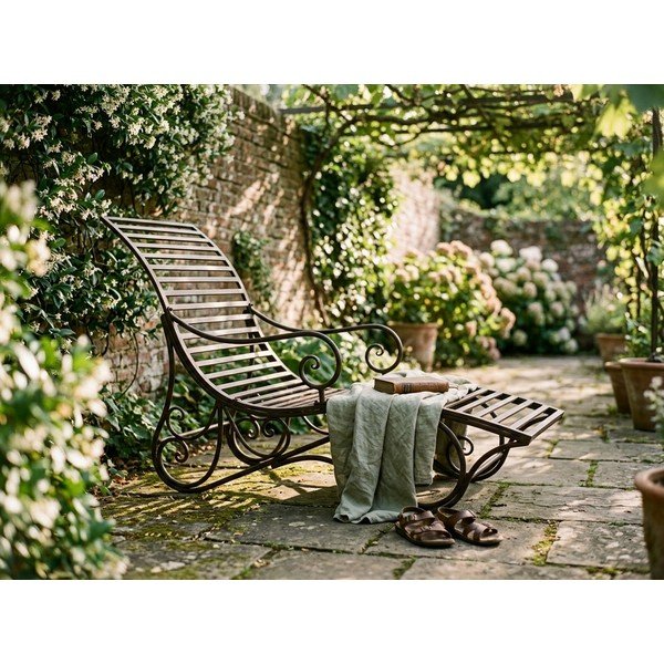 Тъмнокафяв градински шезлонг метален Kuwa – Garden Pleasure-image-1