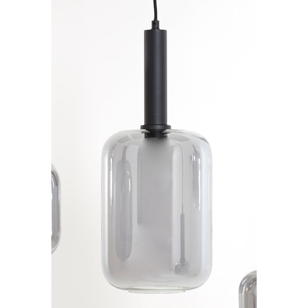 Черна лампа за таван със стъклен абажур 100x22 cm Lekar - Light & Living-image-2