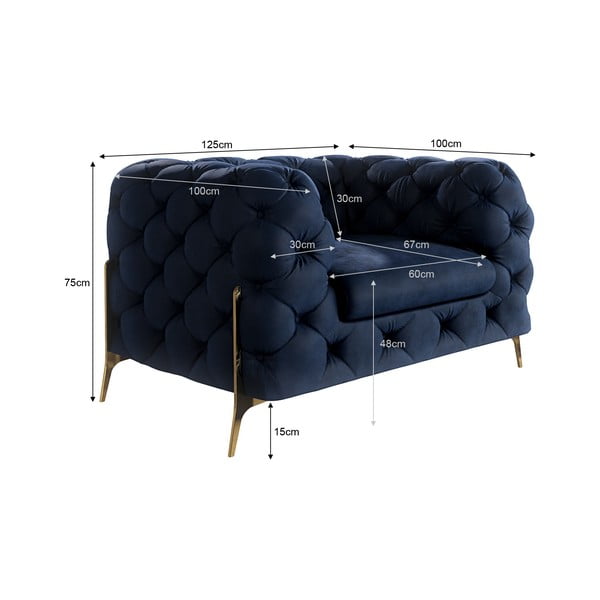 Тъмносиньо кадифено кресло Chelsea Bis – Ropez-image-4