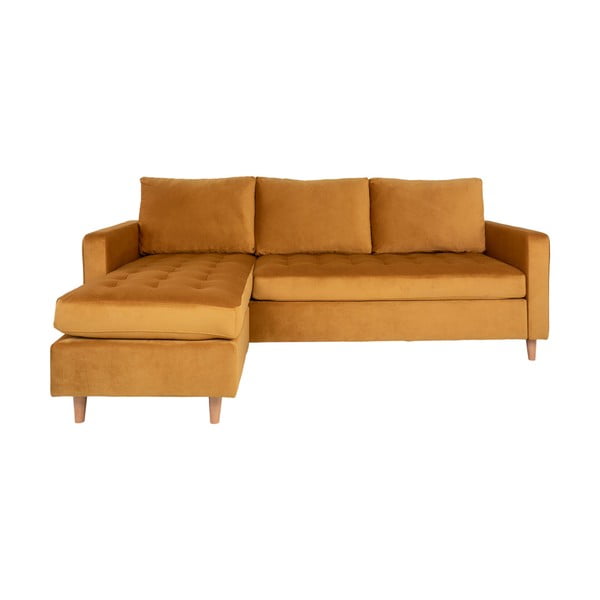 Променлив ъглов диван от жълто кадифе Firenze - House Nordic