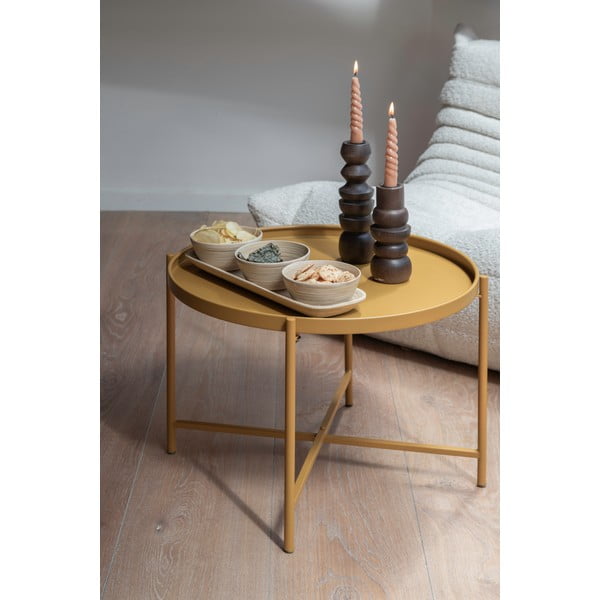 Метална кръгла масичка за кафе в цвят жълта охра ø 50 cm Meseta  – Leitmotiv-image-1