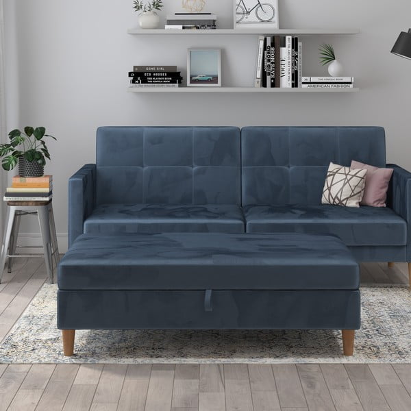 Синя кадифена табуретка Lilly – Støraa-image-1