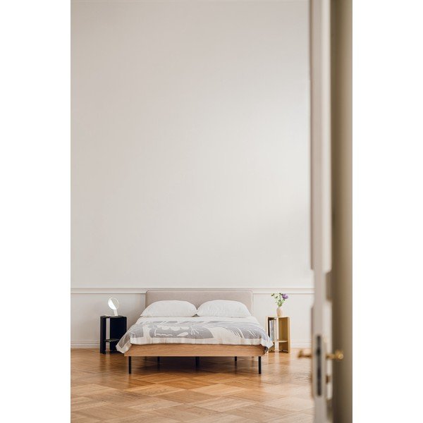 Двойно легло 160x200 cm тапицирано/ПДЧ от декор от дъб  с включена подматрачна рамка в естествен цвят Streiko – noo.ma-image-3