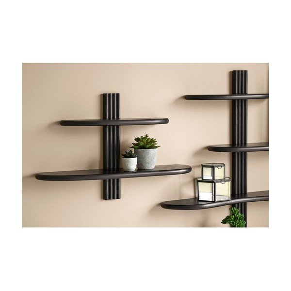 Черен на няколко нива стенен рафт от масивен дъб 65 cm Aliano – House Nordic-image-1