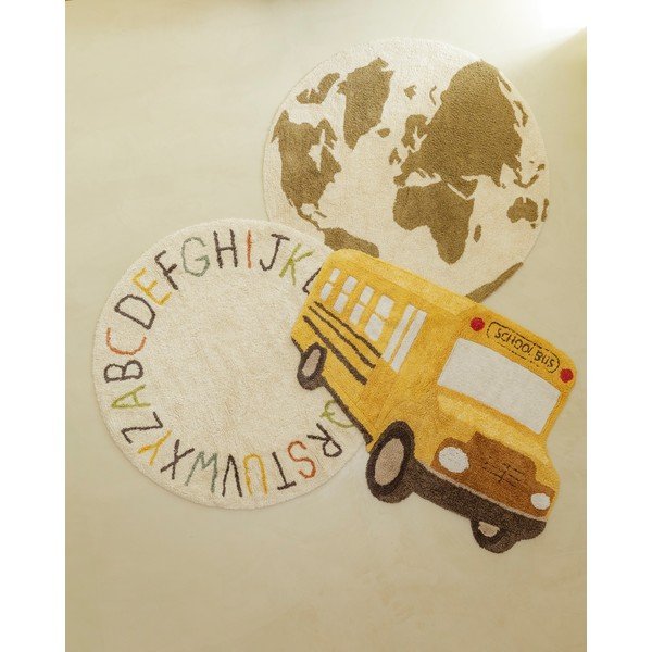 Памучен детски килим подходящ за пране/ръчно изработен в цвят жълта охра 90x130 cm School Bus – Lorena Canals-image-1