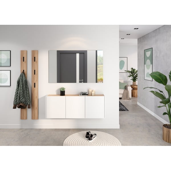 Бяло висящо шкафче от декор от дъб  138x52x25 cm Libbiano – Germania-image-1