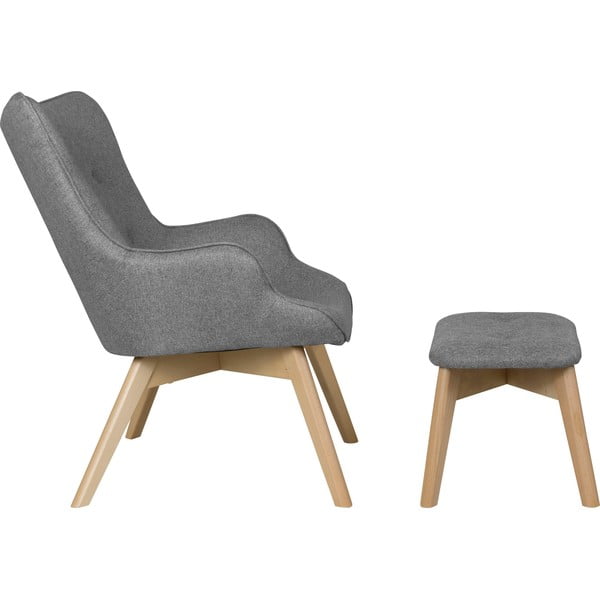 Сив фотьойл с табуретка Niko – Ropez-image-3