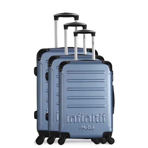 Комплект от 3 светлосини пътнически куфара на колелца Horten-A - Infinitif