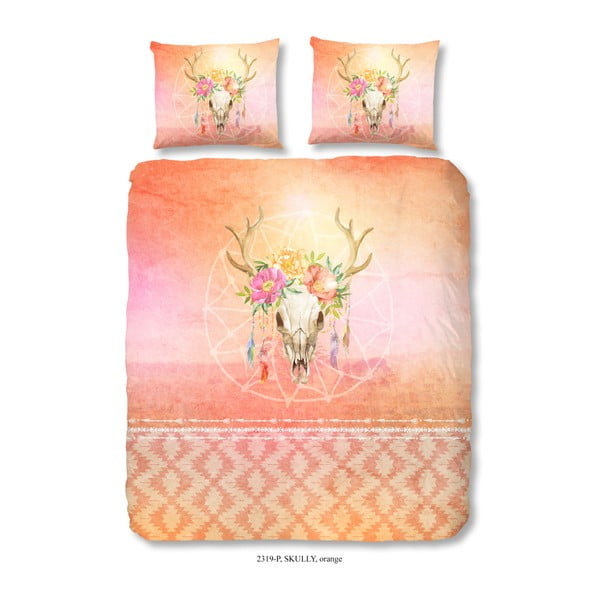 Памучно спално бельо за двойно легло Skully Orange, 200 x 240 cm - Good Morning