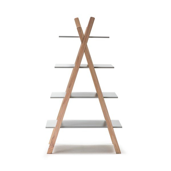 Детска етажерка със сиви рафтове и конструкция от борова дървесина Elisa - Marckeric-image-3