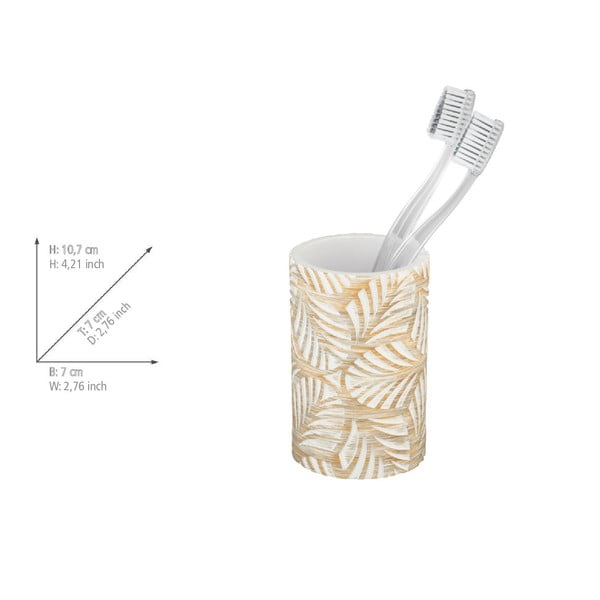 Бежова чаша за четки за зъби от полирезин Terralba – Wenko-image-3
