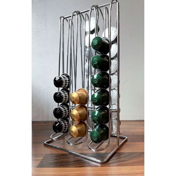 Поставка за капсули в сребрист цвят – Household Pleasure-image-1