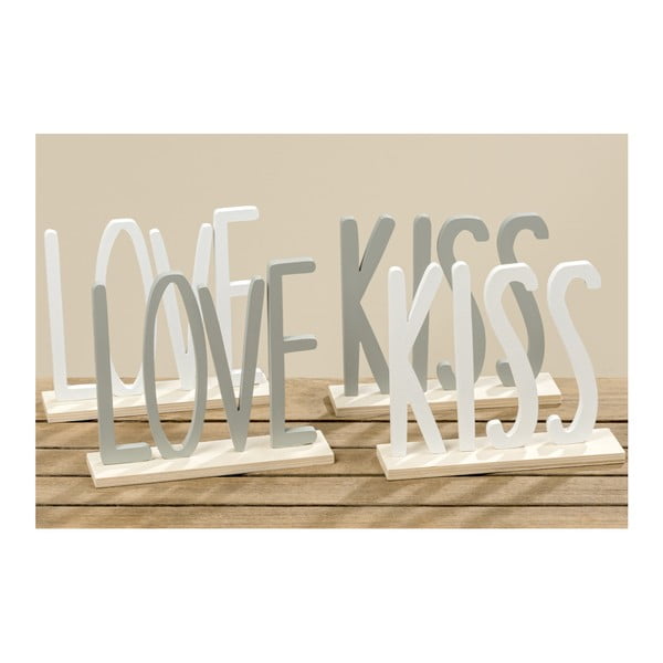 Sada 4 dekorativních nápisů Boltze Love, Kiss