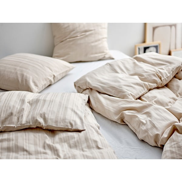 Бежово единично  спално бельо от дамаск 140x200 cm Noble – Södahl-image-1