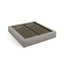 Светлосиво двойно тапицирано легло с място за съхранение с включена подматрачна рамка 180x200 cm Simon – Micadoni 