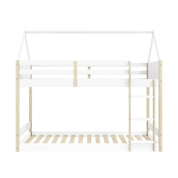 Двуетажно детско легло тип къща в бял и естествен цвят 90x190 cm Valka – Marckeric-image-3