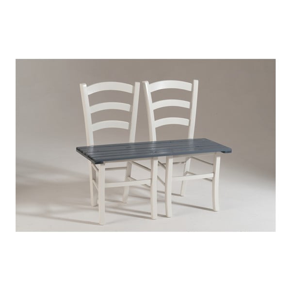 Bílo-šedá dřevěná lavice pro dva Castagnetti Fir