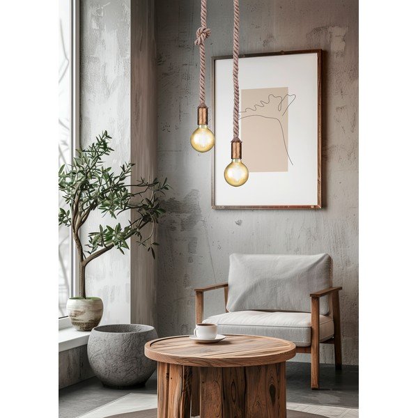 Висящо осветително тяло в месингов цвят ø 12 cm Rope – Trio-image-1