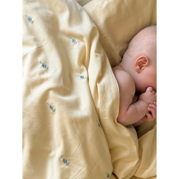 Светложълто детско спално бельо от органичен памук 70x100 cm Sea Garden – Cam Cam Copenhagen-image-3