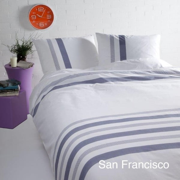 Спално бельо за двойно легло от памучен сатен San Francisco Blue, 240 x 200 cm - Ekkelboom