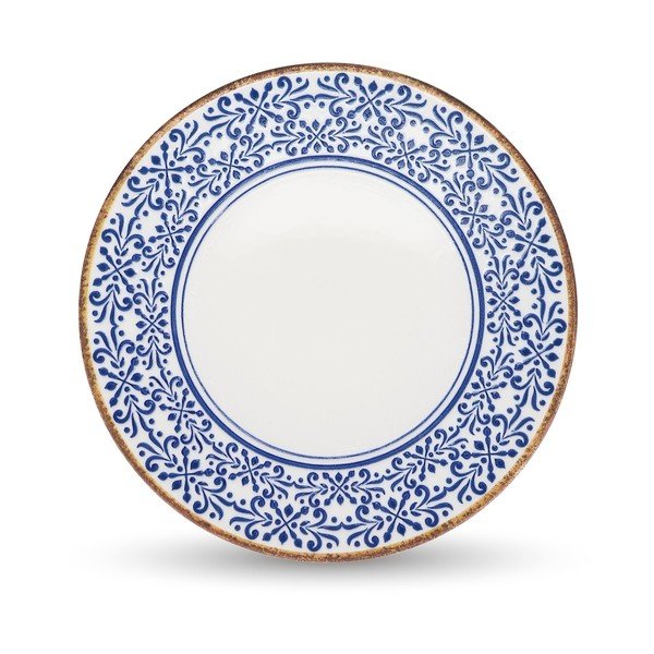 Бяла/синя порцеланова чиния за сервиране ø 32 cm Azul – BonBistro