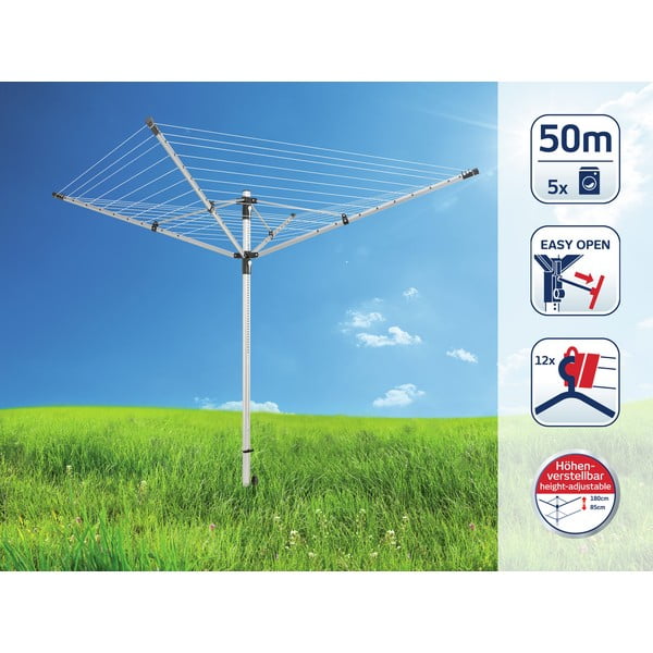 Градинска сушилня за дрехи в сребрист цвят 50 m LinoLift 500 – LEIFHEIT-image-1