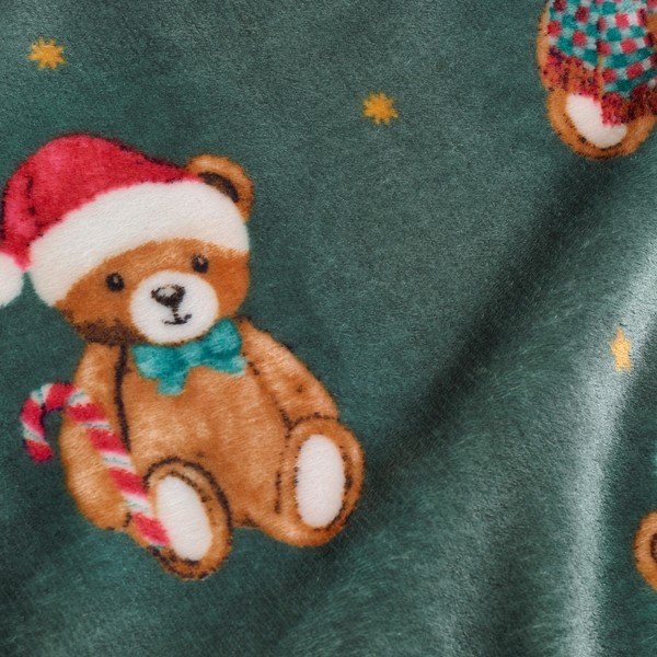 Тъмнозелено одеяло с коледен мотив 170x130 cm Christmas Tartan Teddy Bear – Catherine Lansfield-image-3
