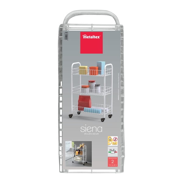 Бяла подвижна стойка с 3 рафта Siena - Metaltex-image-2