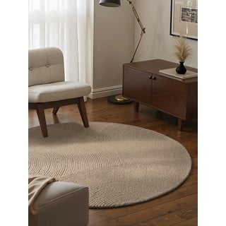Бежов ръчно изработен вълнен кръгъл килим ø 200 cm Eleni Light Beige – Hanse Home