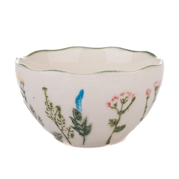 Бяла порцеланова купичка Flower Garden – Dakls