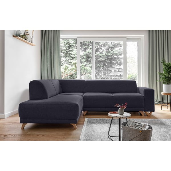 Антрацитен разтегателен/с място за съхранение ъглов диван (ляв ъгъл/L форма) Classy Sophie – Miuform-image-1