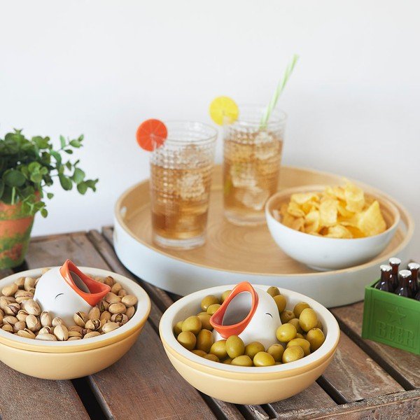 Жълта/бяла керамична купичка за сервиране 250 ml Hungry Bird – Balvi-image-1