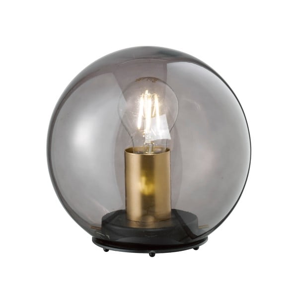 Черна настолна лампа със стъклен абажур Dini – Fischer & Honsel