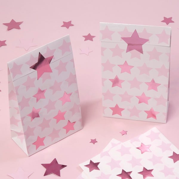 Комплект от 5 хартиени торбички Little Star Pink - Neviti