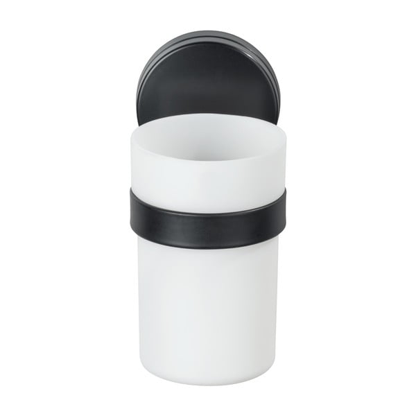 Черно-бяла стенна чаша Static-Loc® Plus за четки за зъби - Wenko-image-1