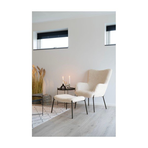 Кремава табуретка  от изкуствен косъм Glasgow – House Nordic-image-4