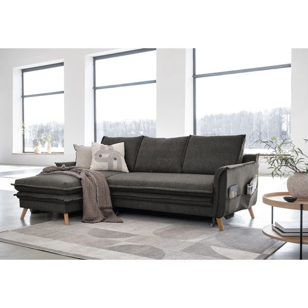 Тъмносив разтегателен ъглов диван (ляв ъгъл) Charming Charlie – Miuform-image-3