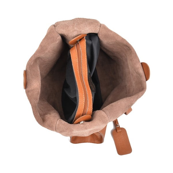 Кафява кожена чанта Meggie в цвят коняк - Isabella Rhea-image-3