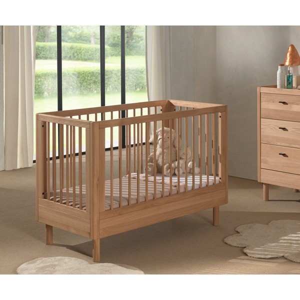 Детско креватче от масивен дъб с регулируема височина в естествен цвят 60x120 cm Forrest – Vipack-image-1