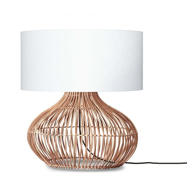 Настолна лампа с текстилен абажур в бяло и естествен цвят (височина 60 см) Kalahari - Good&Mojo
