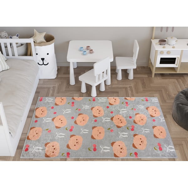 Сиво-кафяв детски килим подходящ за пране 120x180 cm Cute Teddies – Vitaus-image-1