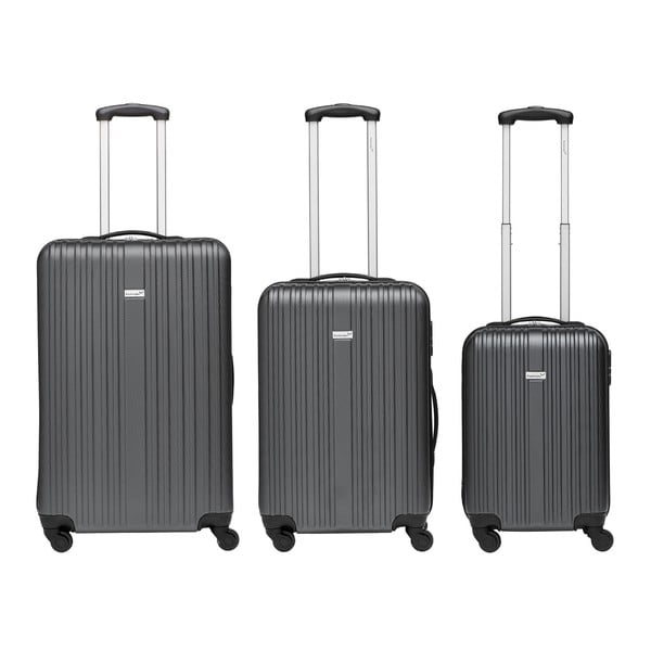 Sada 3 šedých cestovních kufrů Packenger Travel