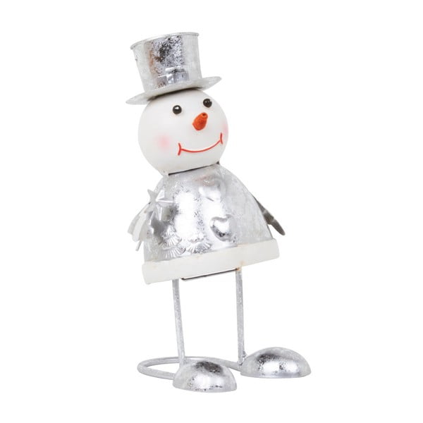 Dekorace Archipelago Silver Bouncing Top Hat Snowman, 22 cm