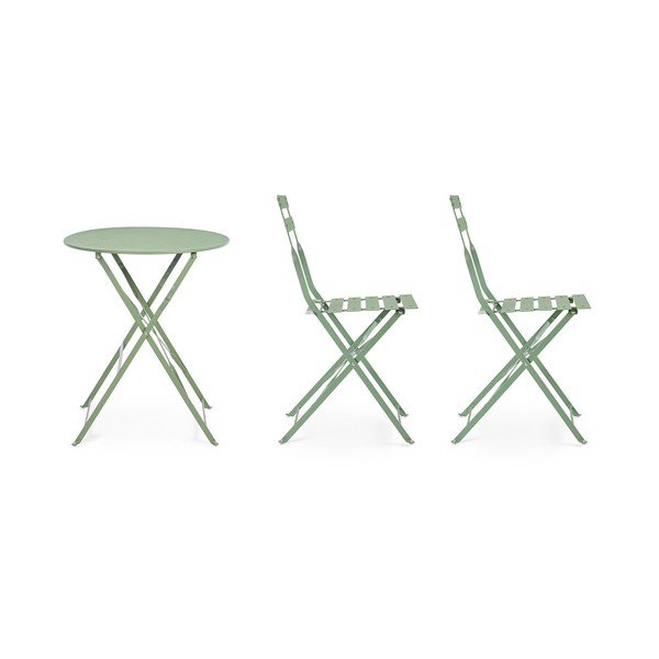 Светлозелен  стоманен градински комплект за хранене за 2 Austin – Bizzotto-image-3