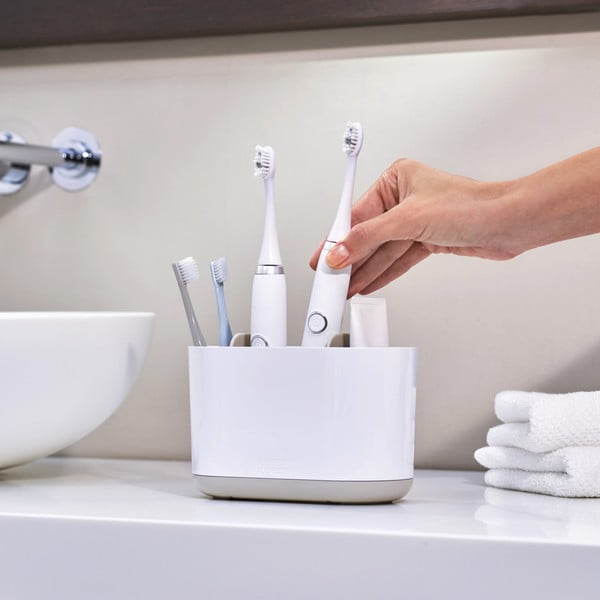 Бяла пластмасова чаша за четки за зъби Duo – Joseph Joseph-image-1