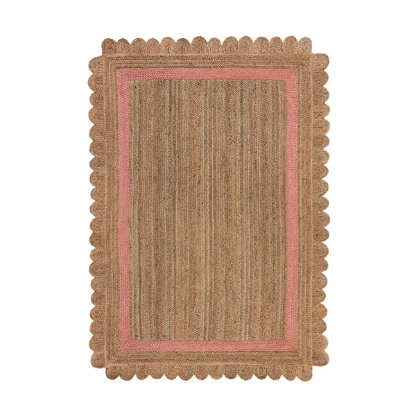 Розово-естествен ръчно изработен ютен килим 120x170 cm Grace – Flair Rugs