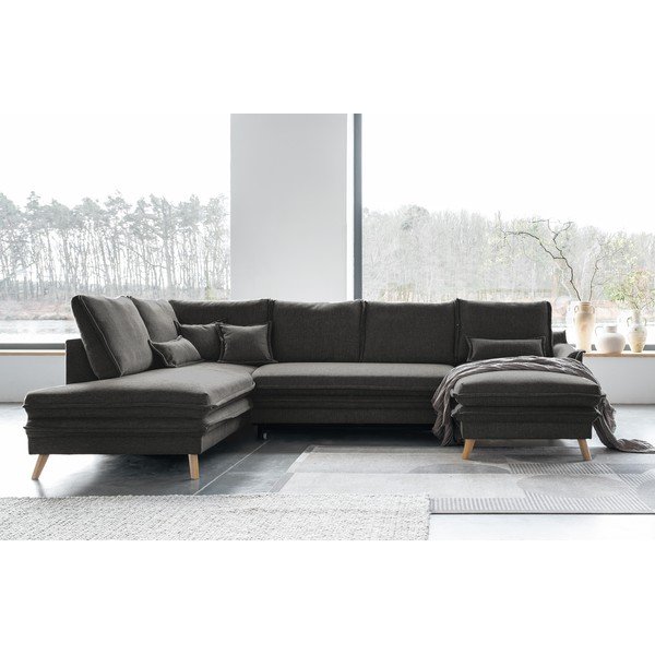 Тъмносив разтегателен ъглов диван (ляв ъгъл/"U" форма) Charming Charlie – Miuform-image-4