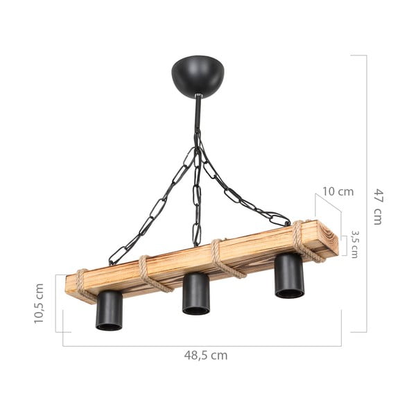 Лампа за таван в черен/естествен цвят 10,5x48,5 cm - Squid Lighting-image-3